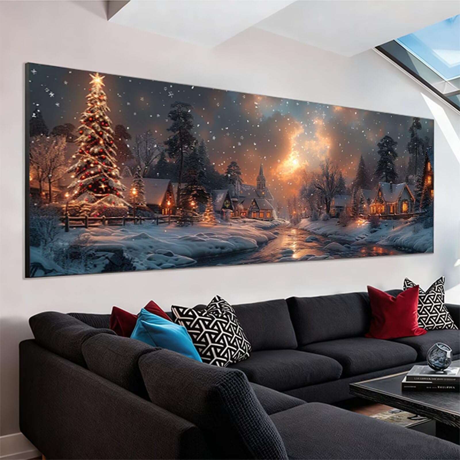 Diament Malarstwo Las Diament Malarstwo Dorosły XXL 300 x 100 cm, 5D Diament Malarstwo Płatek Śniegu Pełny zestaw do haftowania Diamenty DIY Obraz Diamenty Aktywne Ręczne Dla Dorosłych, Dekoracja