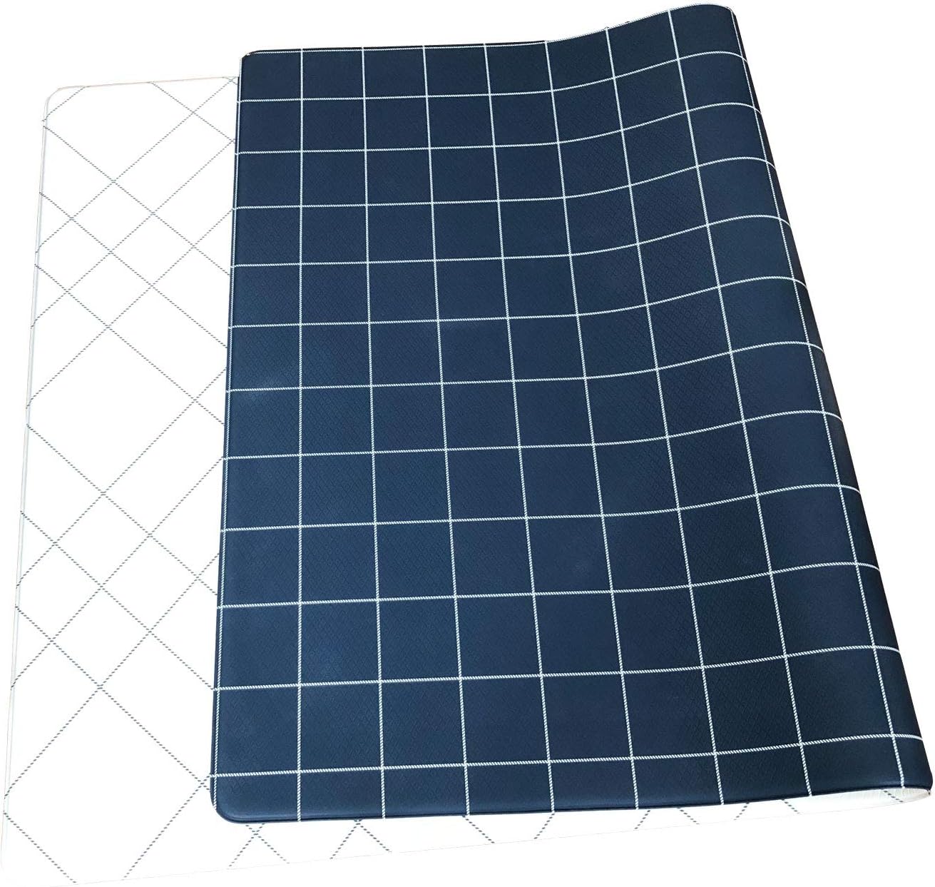 Premium Baby Play Mat - Cushion Floor Foam Mat for Infants Kids Kindergarten – Waterproof, Easy to Clean, Soft and Thick – Non Toxic, Reversible (90" x 55", Navy White)