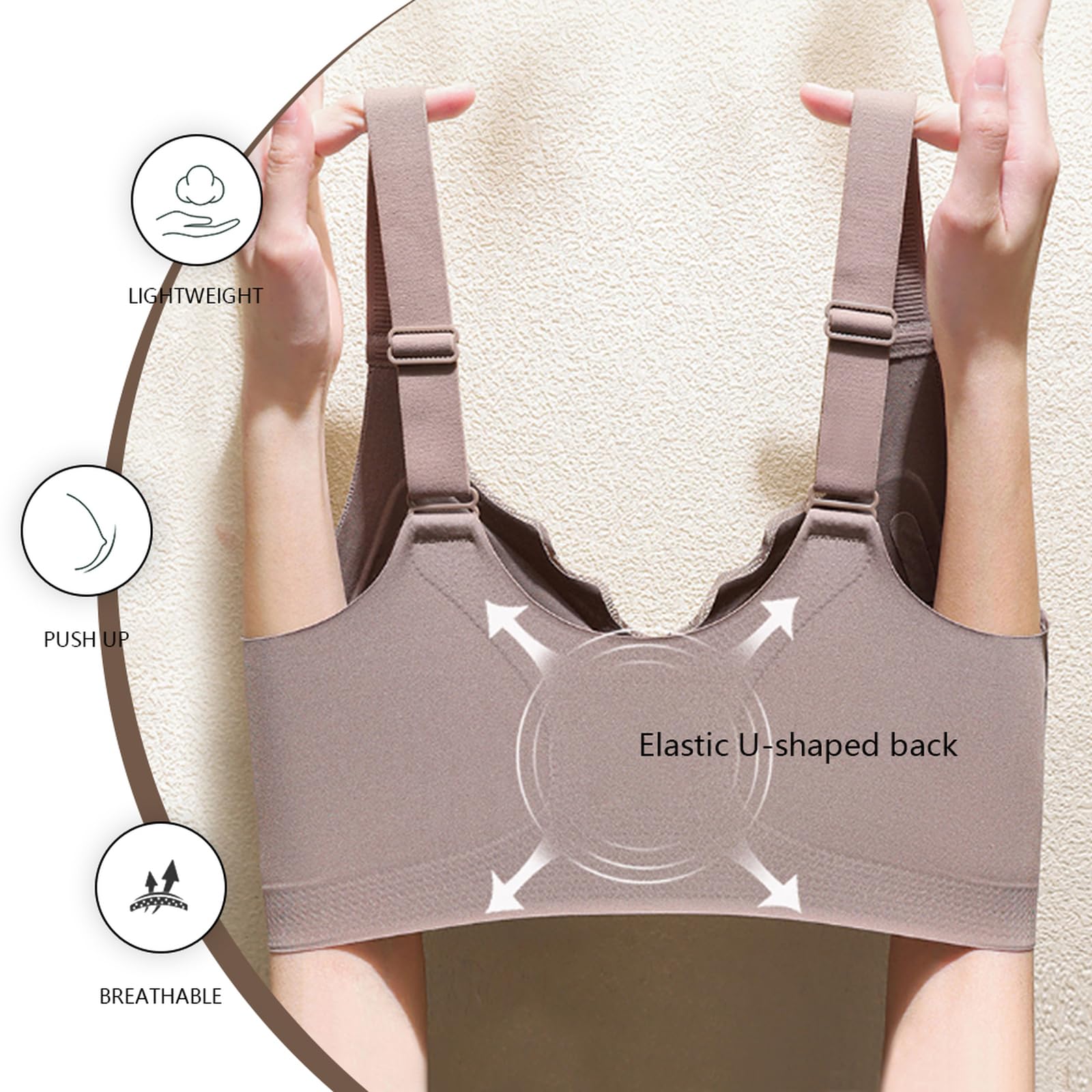 Sport BH ohne bügel Vorderverschluss leichte Unterstützung Große Brüste Bustier Bauchfreies Tanktop