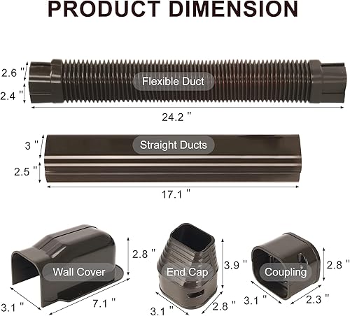 Miniatura 2 de Kit de cubierta de línea de 3 pulgadas de ancho y 10 pies para mini aire acondicionado dividido, kit de cubierta de línea decorativa de PVC marrón