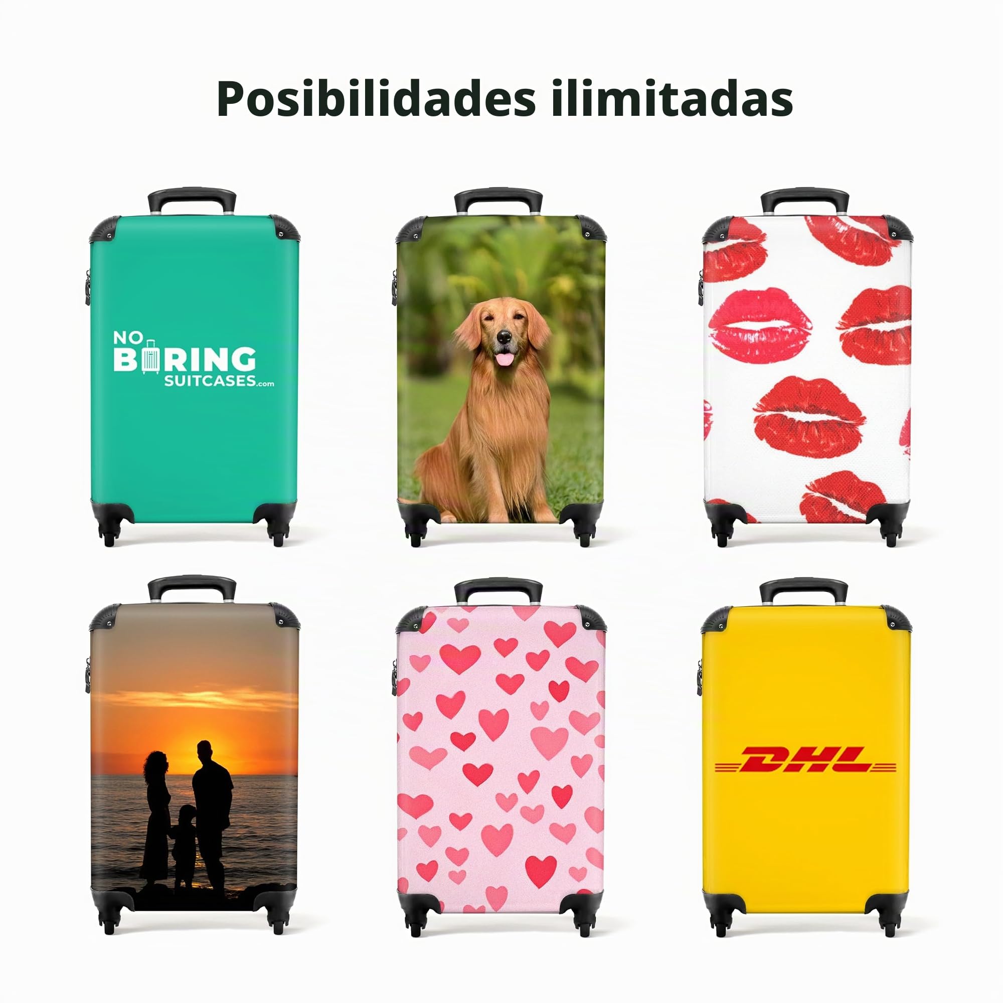NoBoringSuitcases.com® Maleta de Mano 55x40x20 Personalizada - Maleta con Ruedas, Ligera, Equipaje de Cabina Tipo Trolley con Diseño Personalizado, Apta para Viajar en Avión