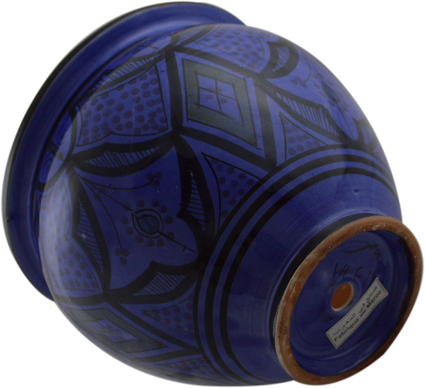 Flower Pot Moroccan Spanish Garden Drain Hole Ceramic Planter Handmade Blue
