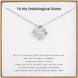 Unbiological Sister Necklace Bonus Sister Necklace Sister in Law Necklace Sterling Silver Rhinestone Knot Necklace for Sister Birthday Gifts from Sister Christmas Gifts