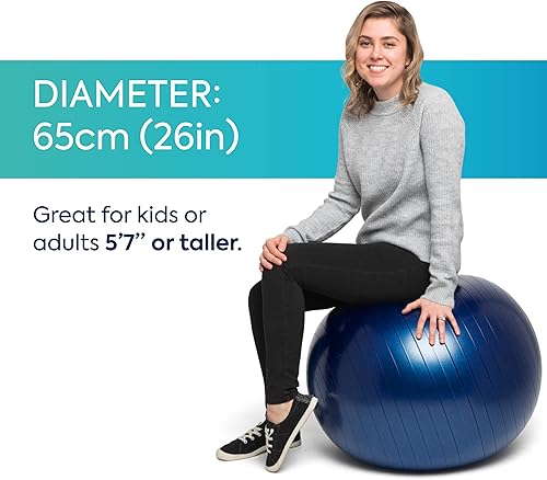Vista 23 de Balón de equilibrio, el asiento sin ruedas es una silla flexible para la escuela, la oficina o el hogar Azul oscuro