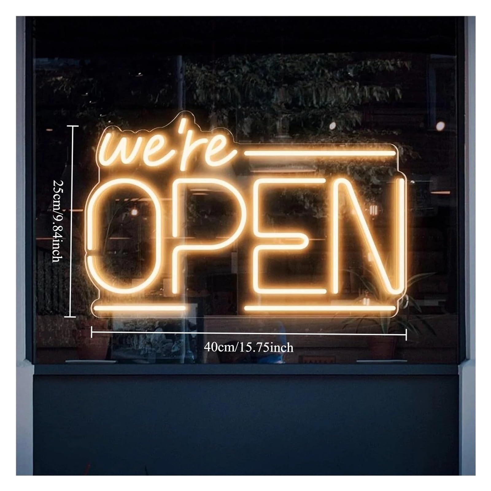 Zynther Neon lamp Open Sign Light for Business Ultra Bright Neon for Storefront Window Glass Door Shop(Warm White)