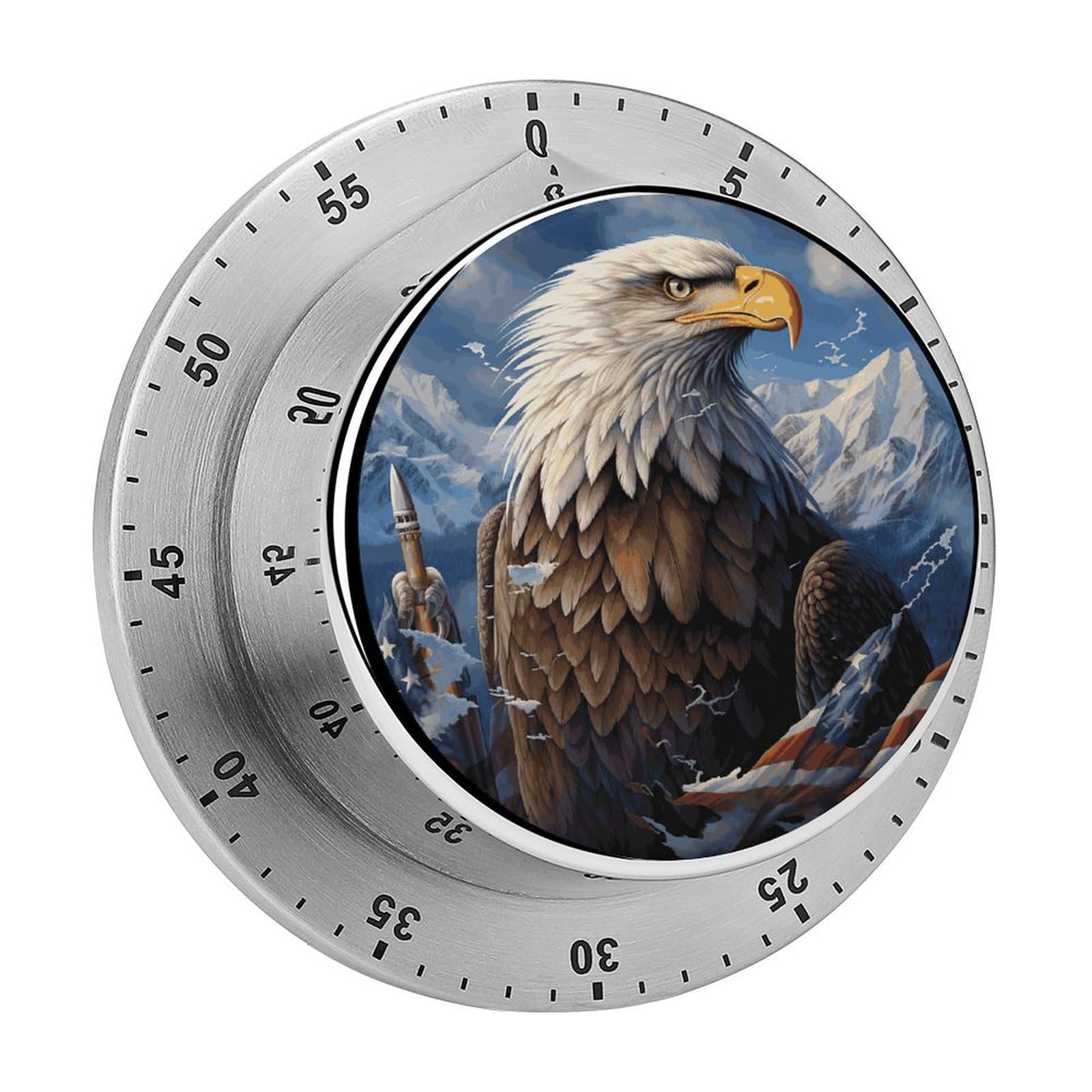 Eagle Timer Exquisite Stainless Steel Magnetic Timers Waterproof Durable Mechanical Countdown Countup for Loud Alarm for Baking Grilling Studying