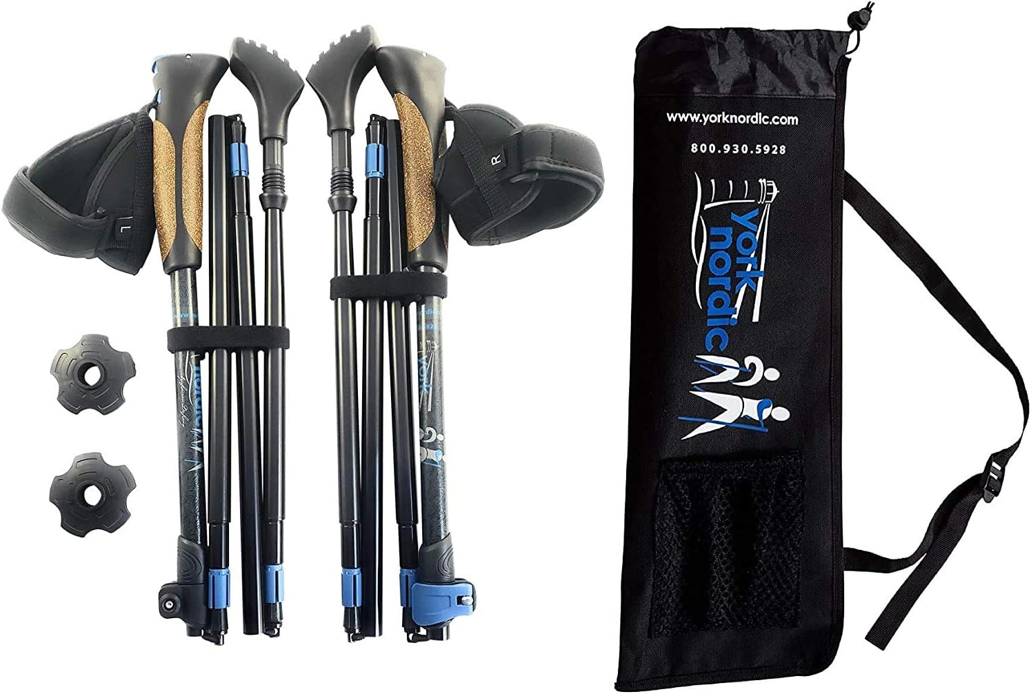 York Nordic Ultralight Folding Walking Poles – Travel Ready – with Rubber Feet, Baskets, and Bag York Nordic Ultralight Folding Walking Poles – Travel Ready – with Rubber Feet, Baskets, and Bag