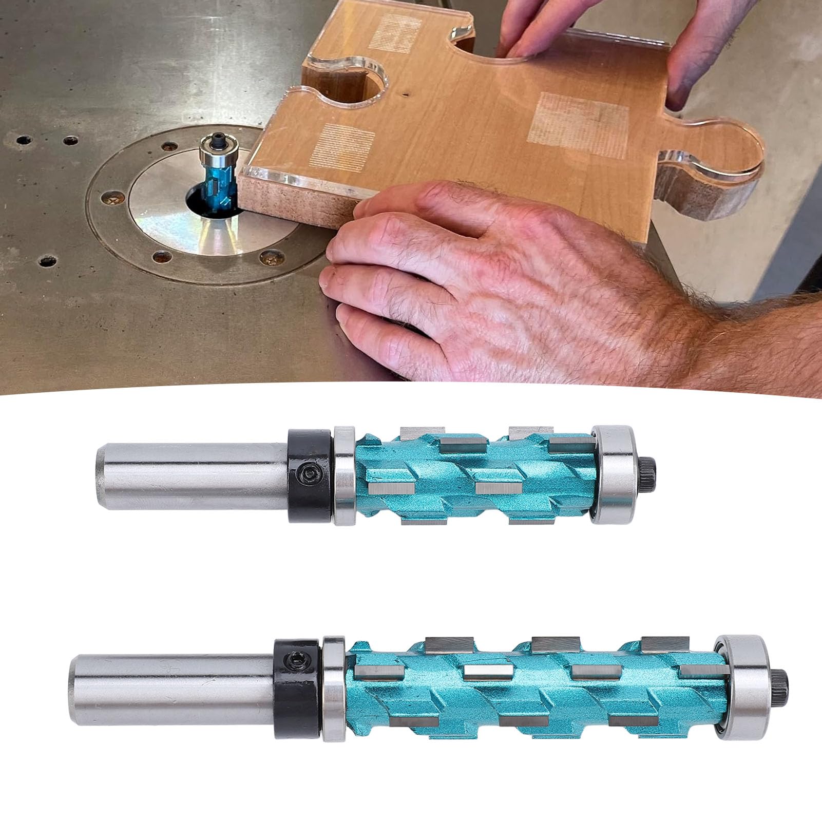 Jeanoko Trimm-Spiralfräser, Robustes, Multifunktionales Schneidwerkzeug für Holzarbeiter, CNC-Fräser für Bastler und Profis, Hartmetallmaterial, 2er-Pack für Trimmschablone