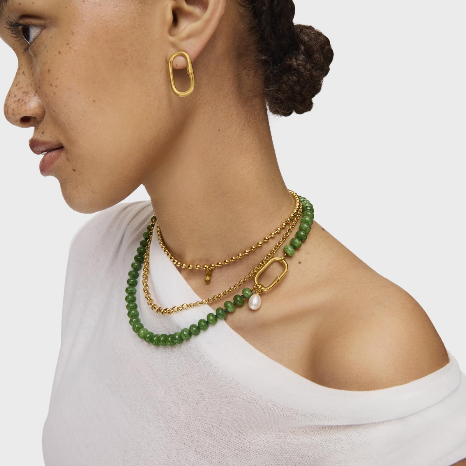 TOUS Colgante Pequeño para Mujer con Baño de Oro 18 Kt sobre Plata de Primera Ley y Perla Cultivada, Colección Hold Oval
