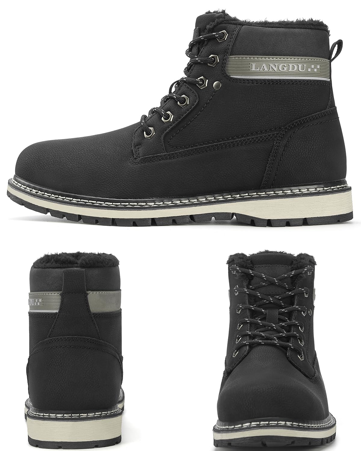 LANGDU Winterstiefel Herren Winterschuhe Schneestiefel Rutschfest Warm Wanderstiefel 41-46EU