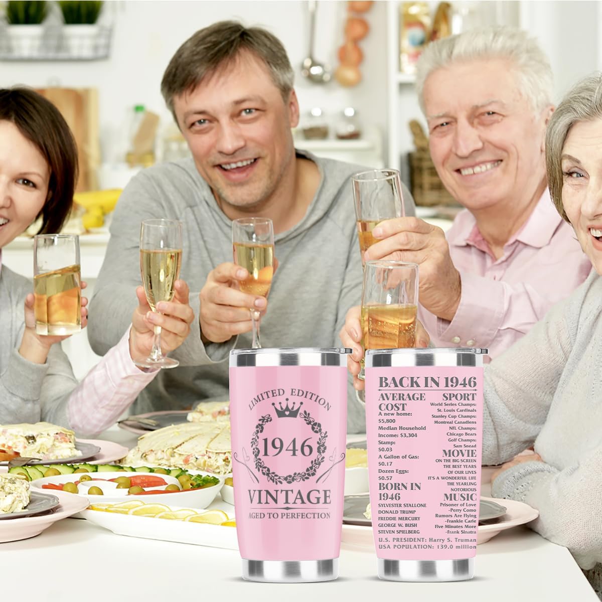 80th Birthday Gift for Women Men，80 Year Old Birthday Gifts for Women，Tumbler 20 oz Stainless Steel Vacuum Insulated Tumblers Womens 80th Birthday Gift Ideas Pink - Image 5