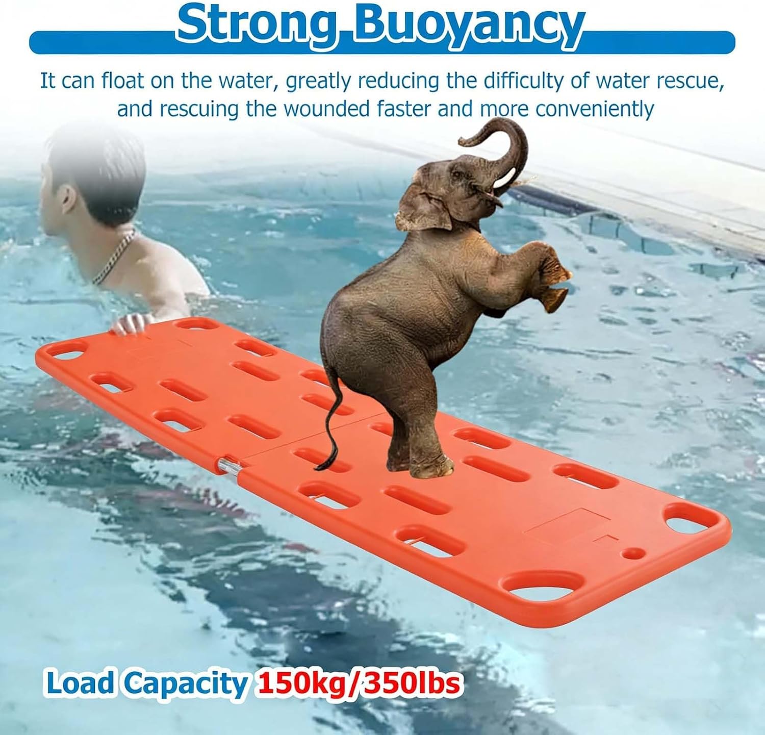 Stretcher,Foldable EMT Transfer Backboard Stretcher, Lightweight 4-Fold Spine Board for Patient Transfer, Durable PE Plastic Ambulance Equipment, Emergency Rescue Essential