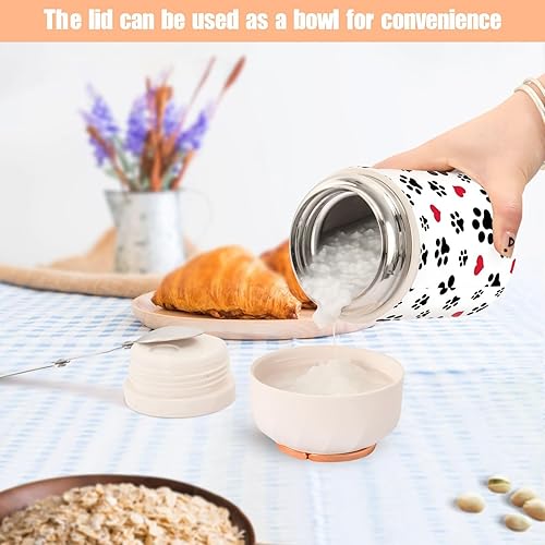 Miniatura 6 de Tarro de comida aislado al vacío de 17 onzas, con diseño de pata de perro, pata de gato, termo de acero inoxidable para comida caliente y sopa con