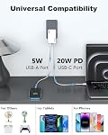 USB C Bloc du chargeur mural 30W,3 Port Ultra Petit plat USB-C Fiche de charge, pliable USB Adaptateur d'alimentation pour iPad,iPhone 15/16, Samsung (blanc, 30W)