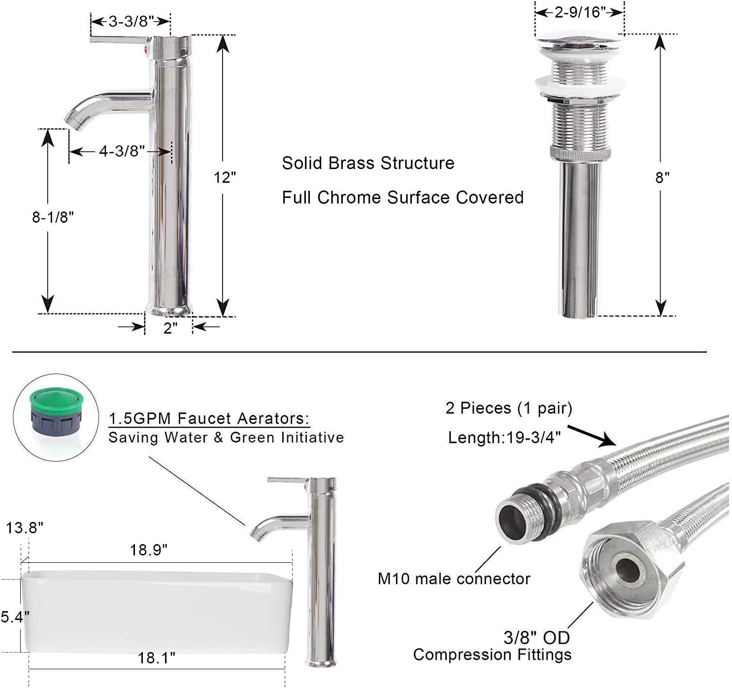 Hоlіdау Dеаlѕ 🛒 48 inch Grey Bathroom Vanity Rectangle Vessel Sink Combo 2 Small Side Cabinets Removable MDF Board Free Stand Vanity 1.5 GPM Faucet Bathroom Bowl with Pop Up Drain Bathroom Vanity