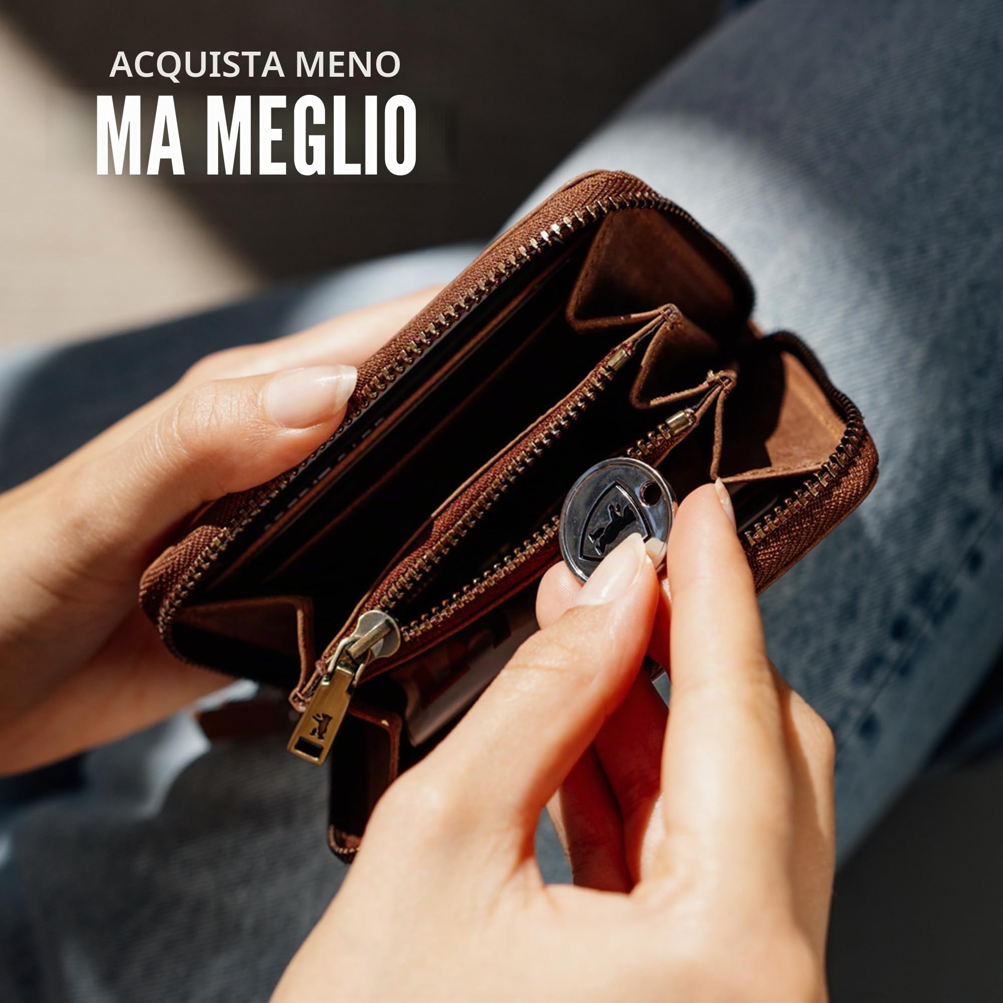 Berliner Bags Portamonete Elsa in Vera Pelle, Portafoglio Donna Compatto con Protezione RFID e Cerniera in Metallo, Scatola Regalo Inclusa – Marrone