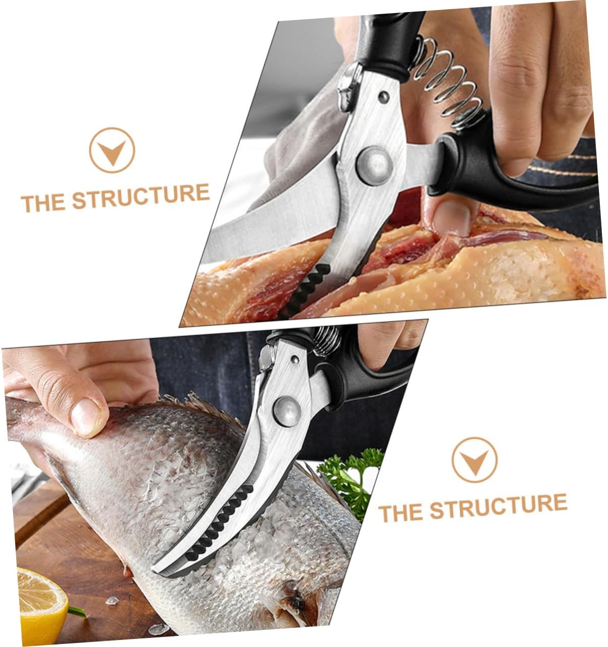 Heavy Duty Poultry Shears Kitchen Scissors with Anti-slip Handle Ambidextrous Rust-resistant Bone Cutting Scissors for Chicken Meat Butchering and Food Preparation