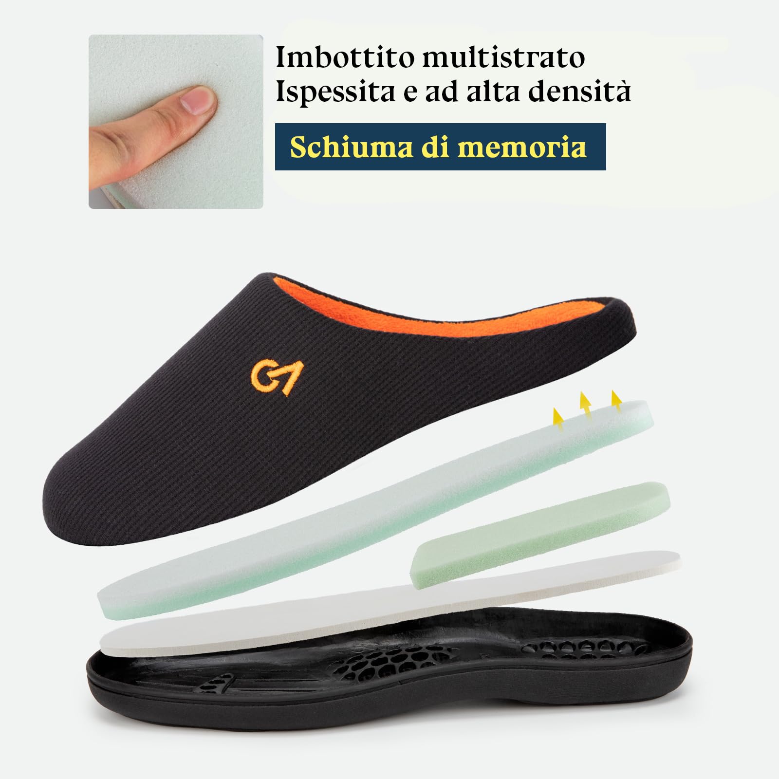 VeraCosy Bicolore Pantofole da Uomo in Memory Foam