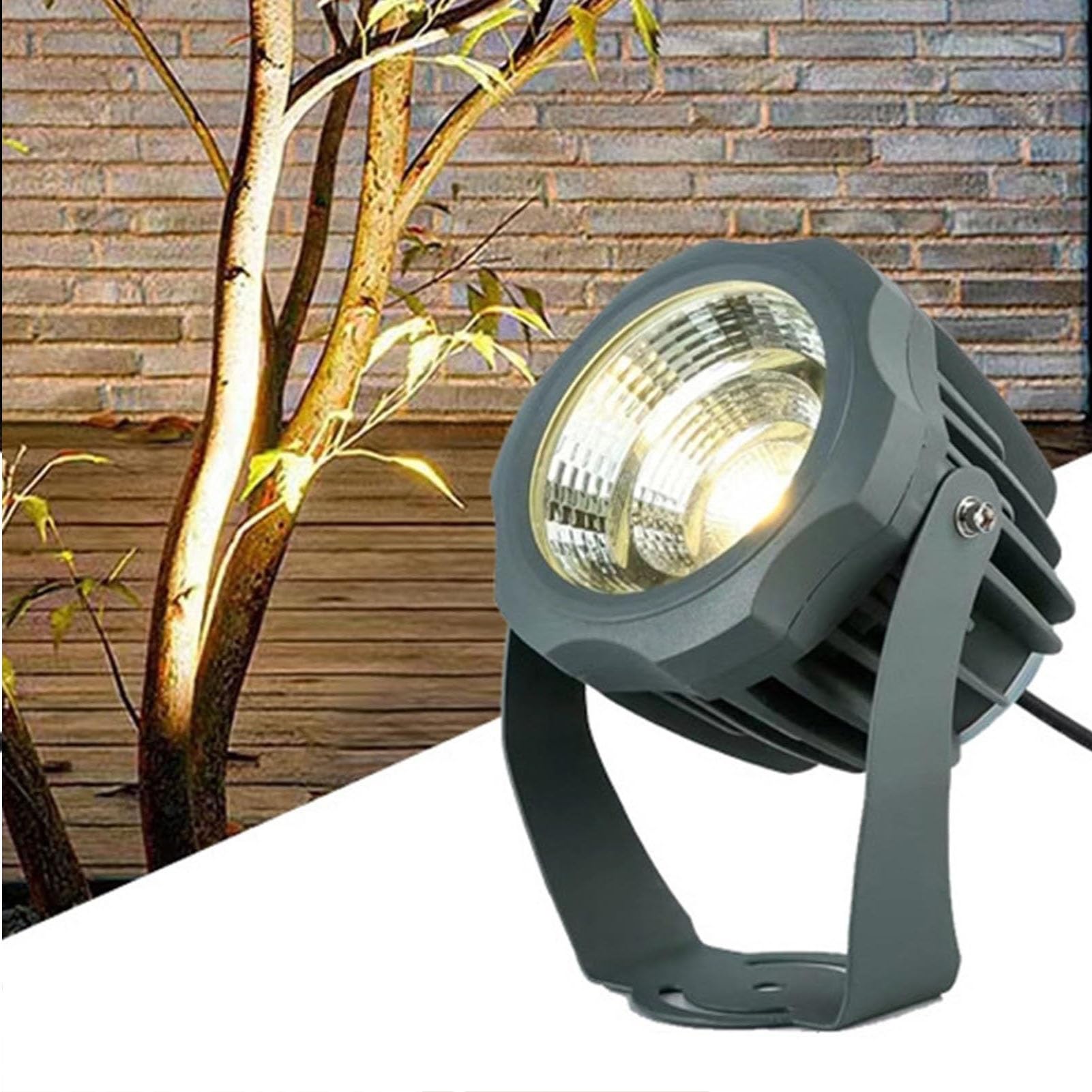 Focos Para Árboles - Foco LED Impermeable IP65, Luces De Jardín De Césped De Bajo Voltaje DC12/24V, Reflector COB Giratorio Para Exteriores, Para Plazas, Parques, Villas(Warm White,30W-DC12V)