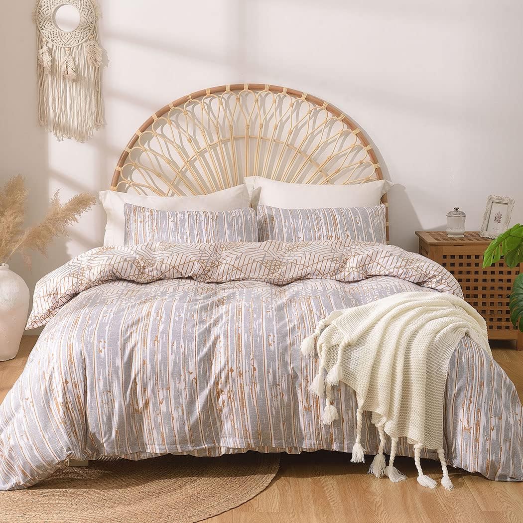 Lekesky Grey Duvet Cover King Size Boho Bedding Duvet Cover