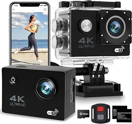 4K30FPS Action Camera Ultra HD Waterproof Camera 98FT...