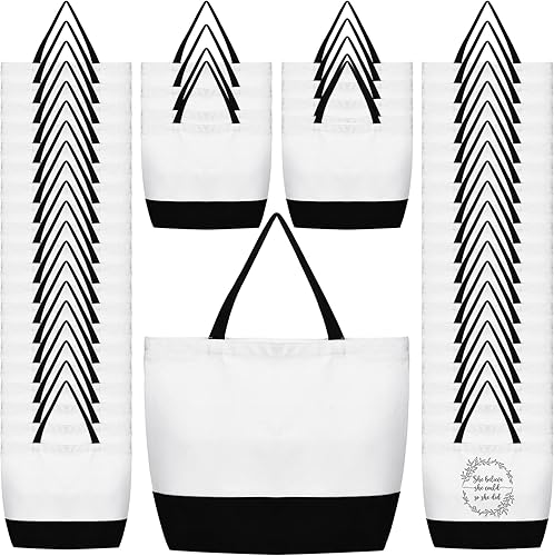 50 bolsas grandes de lona reutilizables, tela para sublimación, bolsas lisas a granel con cremallera para manualidades de bricolaje para compras,