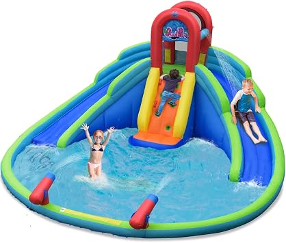 BOUNTECH Inflatable Water Slide, Mega Waterslide Park for Kids Backyard Family Fun w/Double Long Slide, Large Splash Pool, Blow up Water Slides Inflatables for Big Kids and Adults Outdoor Party Gifts