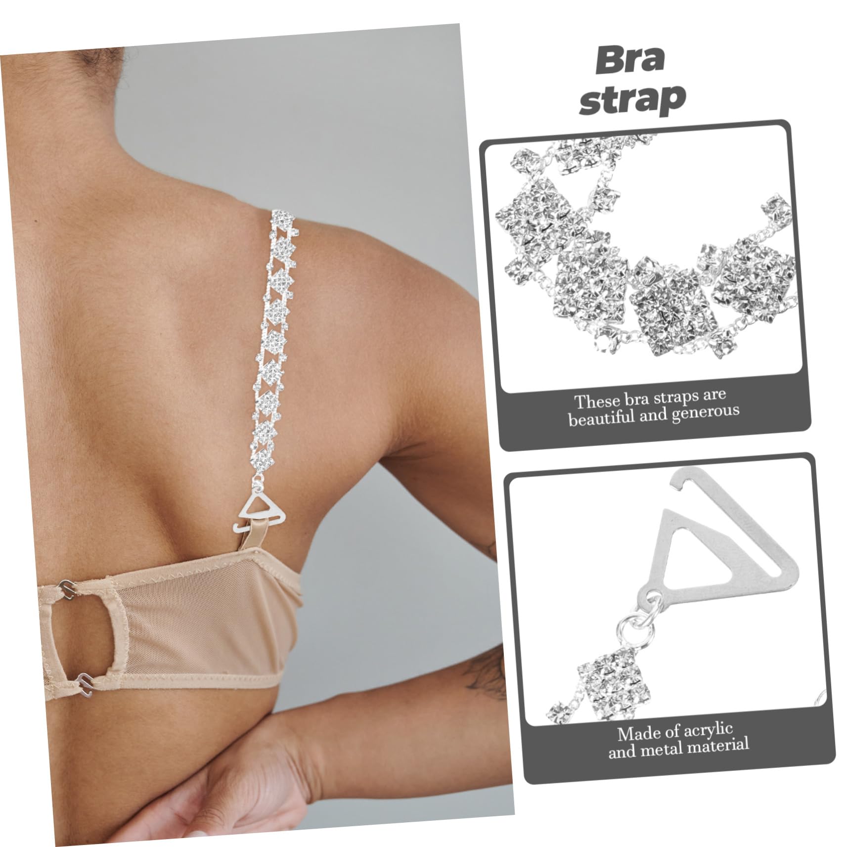 LIFKOME Correas Para El Vestido Sujetador Sin Tirantes Sin Costuras Doble Más Correas De Vestir Para Vestido Sin Tirantes Cadena De Sujetador De Metal Acrílico Silver