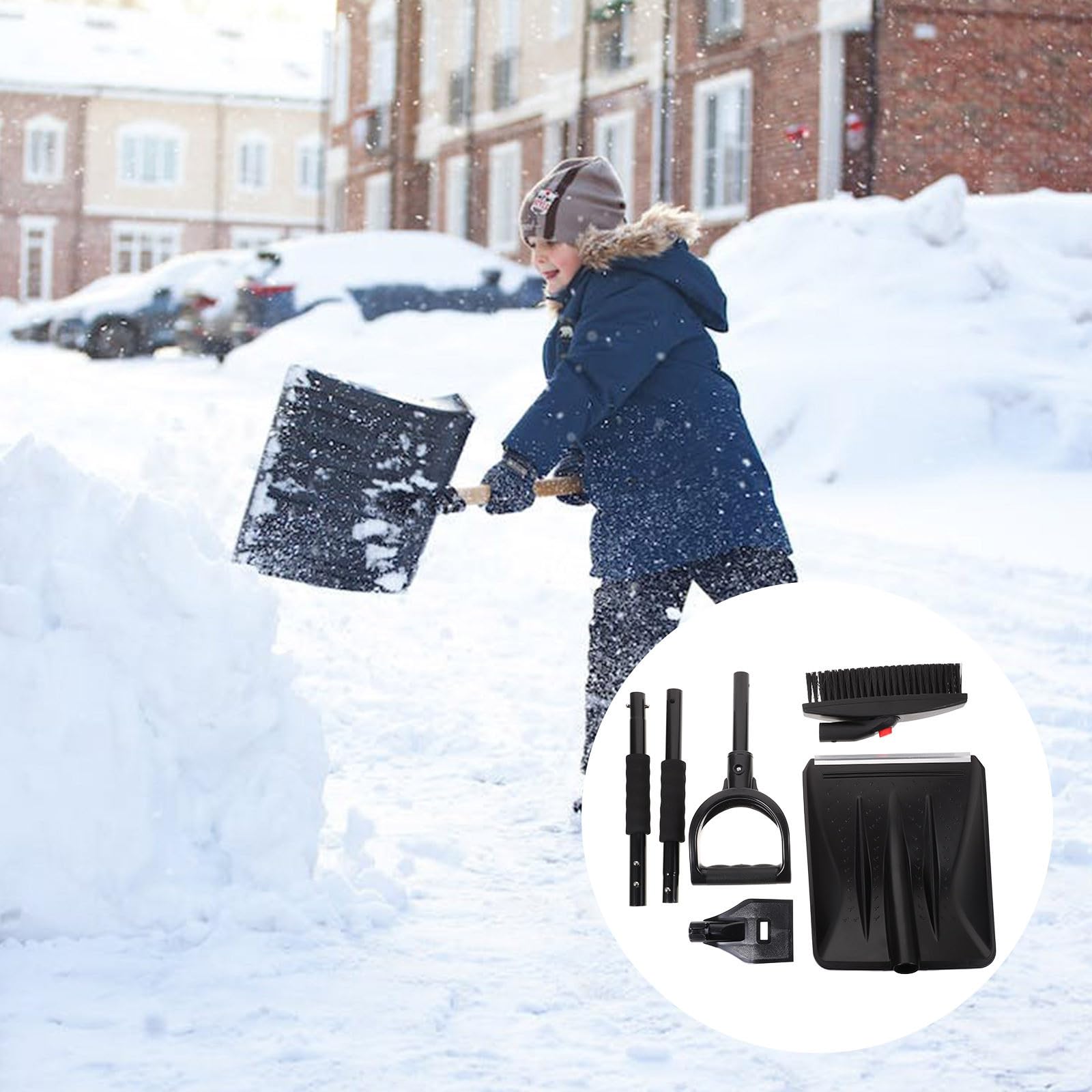 POPETPOP 1 Satz Autoschneeschaufel mit Ergonomischem Griff und Edelstahlklinge Leichter Schneeschieber für Windschutzscheibe und Einfahrt im Winter Robust und Vielseitig
