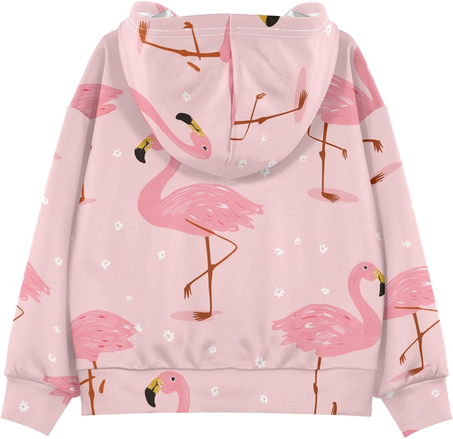 ZZXXB Flamingo Winter Snow Kids Sweatshirts Boys Girls Hooded Kangaroo Pocket Pullover Tops XS-XXL