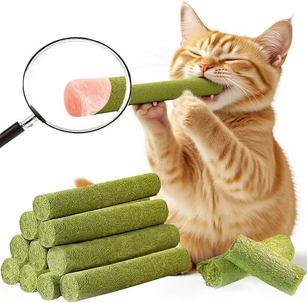 GREMBEB 90g/3.17oz Cats Treat Cat Grass Teething Stick Kitten Toy Catnip Toys for Hairball Removal Freeze Dried Chew Dental Food for Indoor Kitty Lickable Edible Snack for Eliminate Fur Digestion