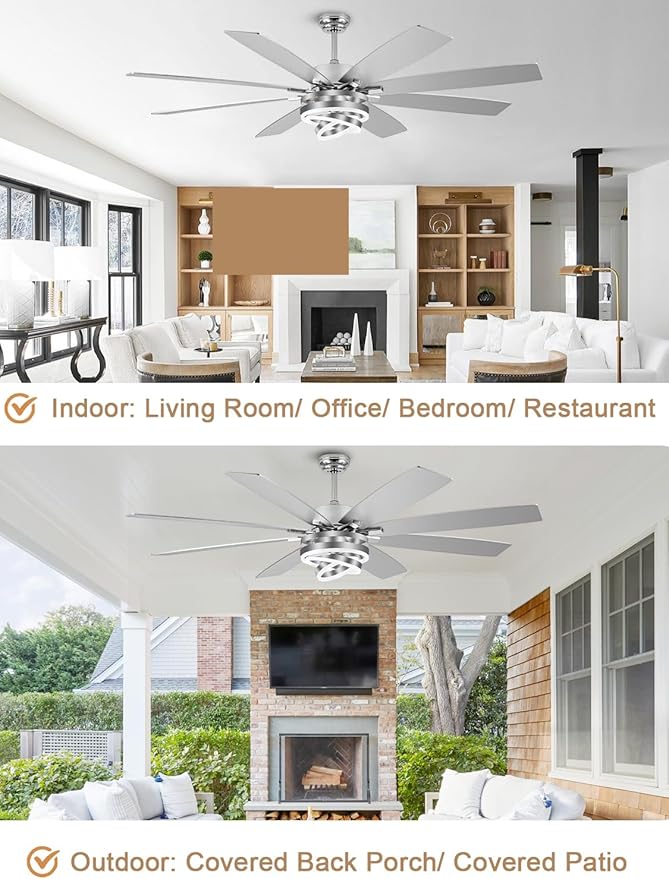 Ventilador de Techo 72 Pulgadas con Luz, Control Remoto y 11 miniatura 2