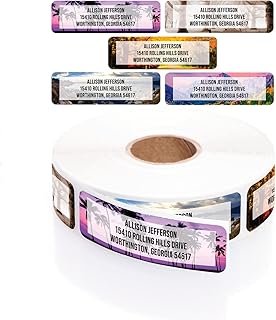 Breathtaking Landscape Rolled Address Labels / 250 Personalized Return Address Labels/Designer Address Stickers in Elegant Plastic Dispenser