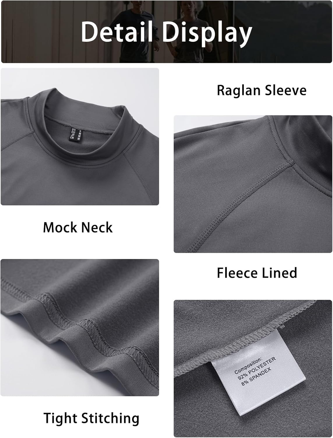 MAGCOMSEN Men's Thermal Shirt Mock Turtle Neck, Fleece Lined Long Sleeve Undershirts, Athletic Warm Base Layer Winter Top - Image 5