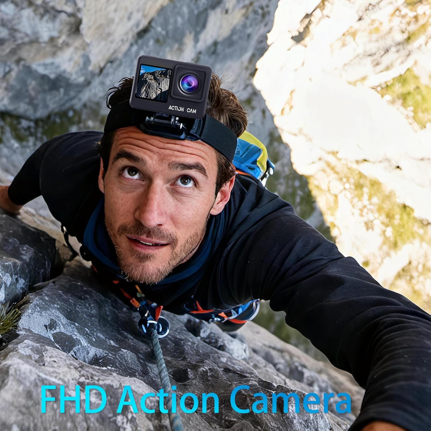 Dual Screen Action Camera, 1080P 16MP Waterproof Camera, Black | 40M Underwater Camera, with 2x1050mAh Batteries, 16GB Card & Full Accessories for Helmet, Bicycle,etc. 7 71KJs9WL4 L. AC SL1500