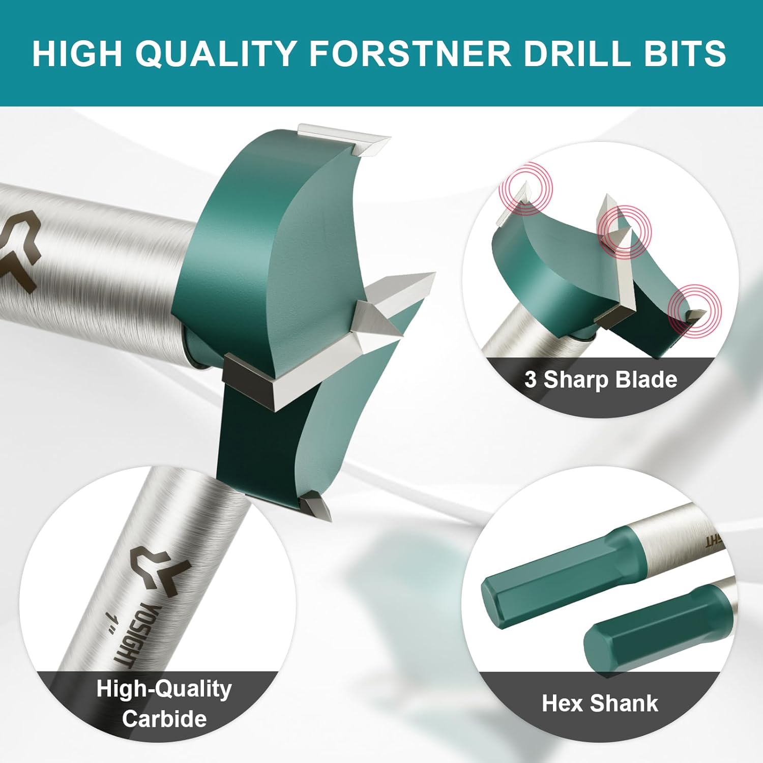 12Pcs Woodworking Drill Bit Set, 15mm 20mm 22mm 25mm 30mm 32mm 35mm Hex Shank Forstner Bits, 2.8mm 3mm 3.2mm 3.5mm 4mm Countersink Bits, with 2Pcs L-Wrench