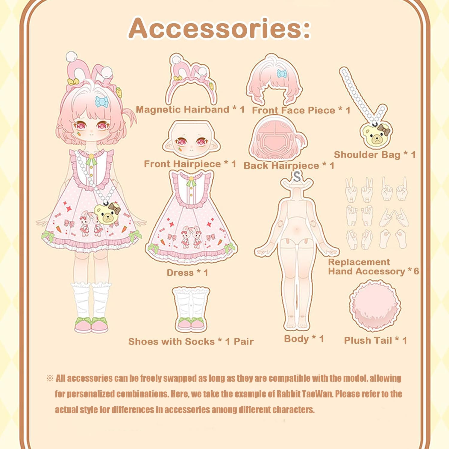 TOYVERSE COME4FREE BJD Minty seria "Czarodziejski las", Daisy Snow Leopard, edycja specjalna, 1 sztuka/19 cm, lalka BJD, ruchome lalki z ubraniami dla lalek, prezent urodzinowy, 15 lat i więcej