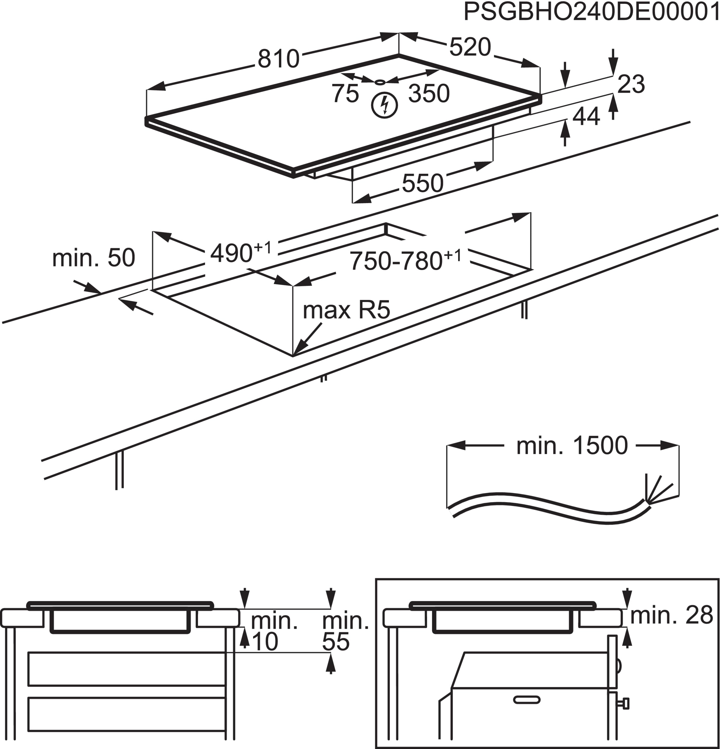 AEG Induktionskochfeld autark 80cm, Made in Germany, 5 Flex-Zonen mit Kratzresistenter SaphirMatt-Oberfläche, Powerfunktion, 2x Bridge-Kombination 2er Zonen, Slider, Hob²Hood, rahmenlos, TK85IM0FSZ