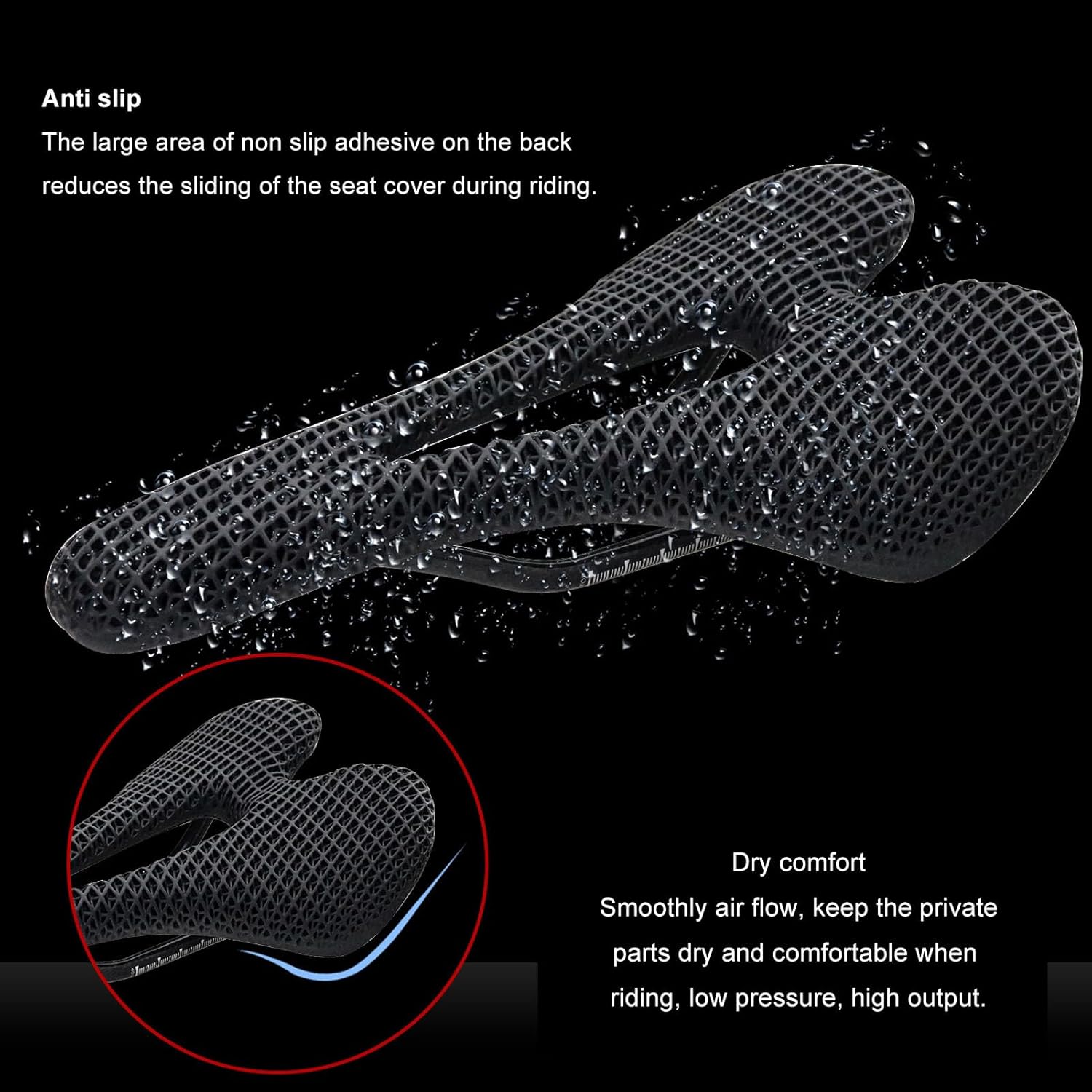 Bike Seat Cushion, Bike Saddle with Shock Absorption and Skid Design, Breathable Hollow Bicycle Saddle Made of T800 Carbon Fiber for Mountain and Road Bikes