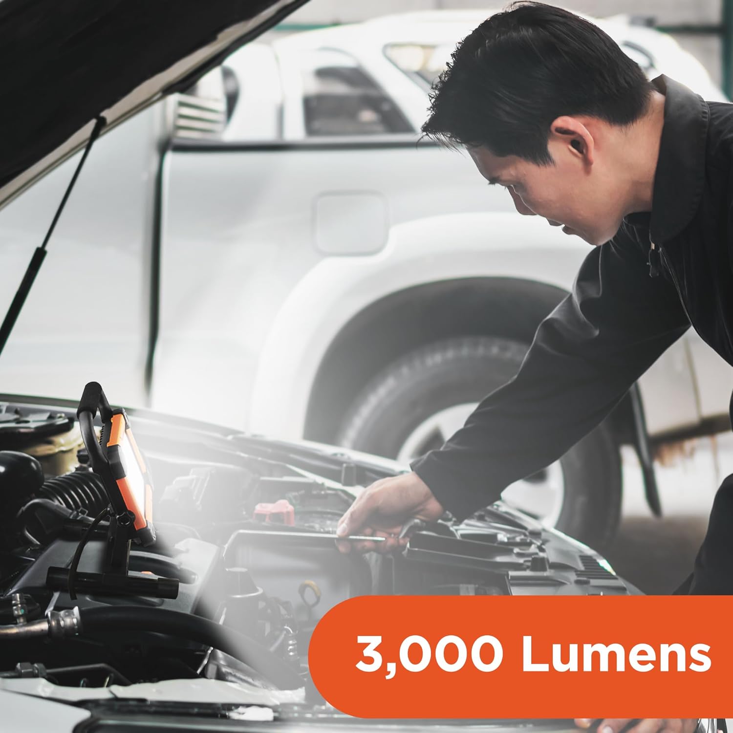 BLACK+DECKER LED Work Light, 3000 Lumens LED Panel Flood Light, IP65 Waterproof, Shock Resistant, 120° Beam Angle, ETL Certified, Pivoting H-Stand, Tripod Compatible, Compact & Portable, 120V Plug