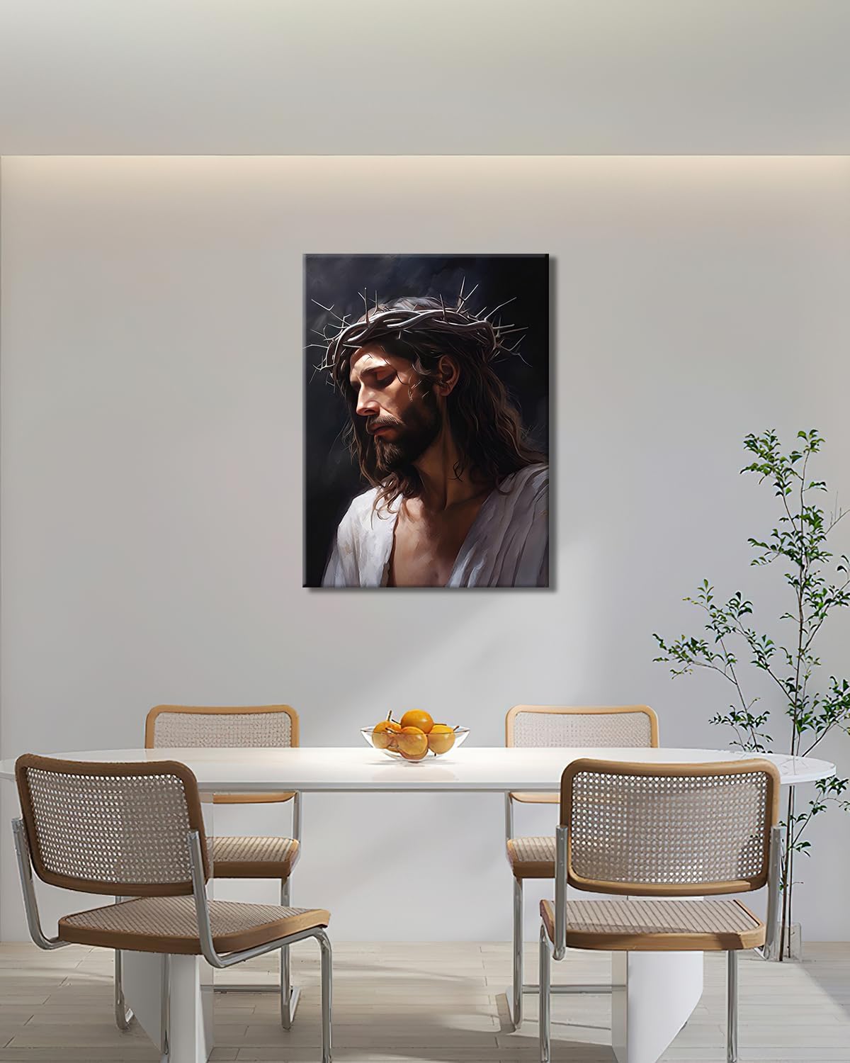GLOKAKA Jesus Christ Crown of Thorns Wall Art Religious Canvas Print Wall Decor Painting Jesus Portrait Picture Poster for Kitchen Living Room Bedroom Home Decor Christian Gift