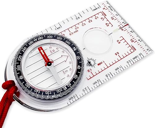Sun Company ProMap Compass - Brújula de mapa de placa base ultraligera con escala de declinación - Brújula de placa base de orientación precisa para