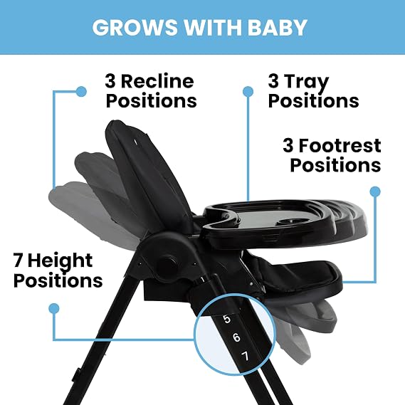Little Folks by Delta Children 2-in-1 SlimFold High Chair for Babies and Toddlers, Black