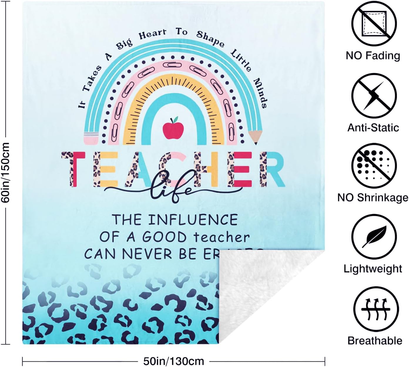 Teacher Gifts Teacher Blanket Teacher Appreciation Gifts for Teacher's Day, Graduation, Retirement, Thanksgiving, Christmas and Back to School, Teacher Blankets Throws 60"x50" - Image 4