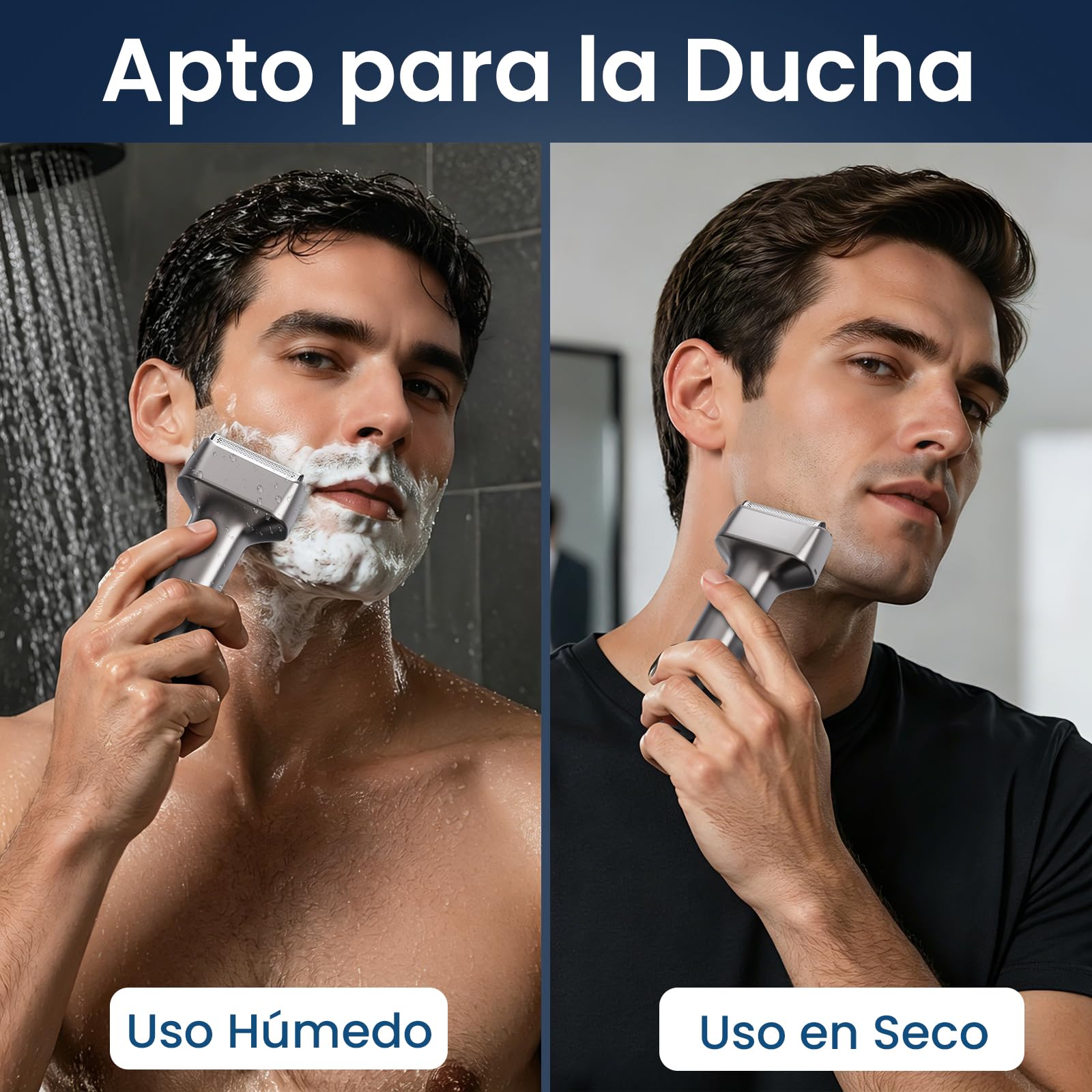 MAXGROOM Afeitadora Eléctrica Hombre de láminas, Máquina de Afeitar Hombre de 3 cabezales flotantes, shaver barba IPX7 cabezal desmontable, 70 mins de autonomía, 132 g ligero y portátil, USB-C y LED