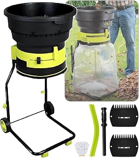 Electric Leaf Shredder, Shredder 8000 RPM, Crushing Rate 17:1, Adjustable Size, Collector Hopper Diameter 54 cm 40 m