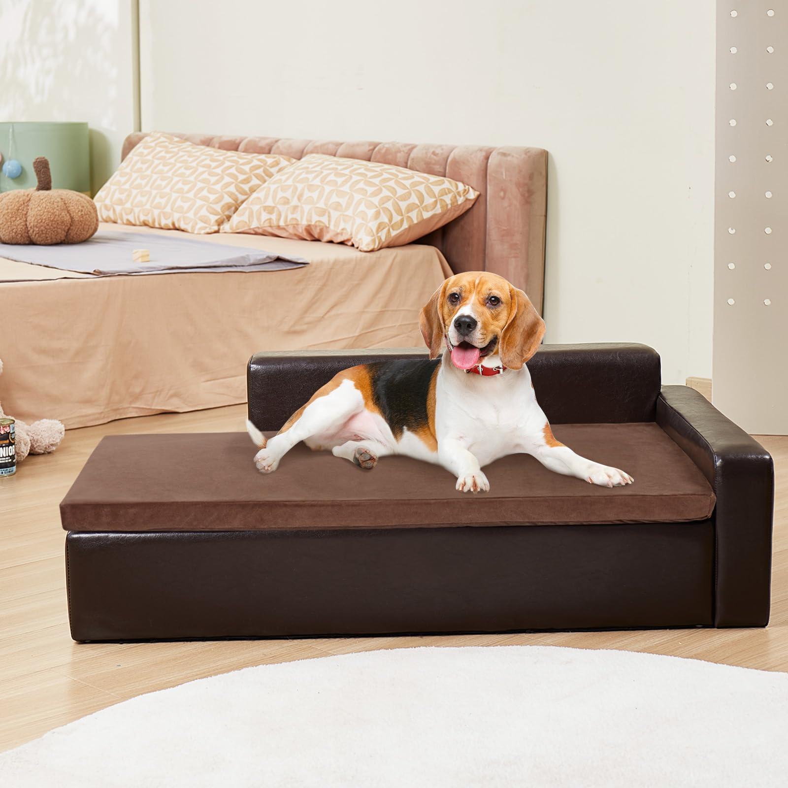 VEVOR Canapé pour Animaux de Compagnie, canapé-lit pour Chiens et Chats de Grande Taille, canapé en Cuir Souple pour Chien, capacité de Charge 50 kg, canapé Repos Confortable pour Animaux domestiques