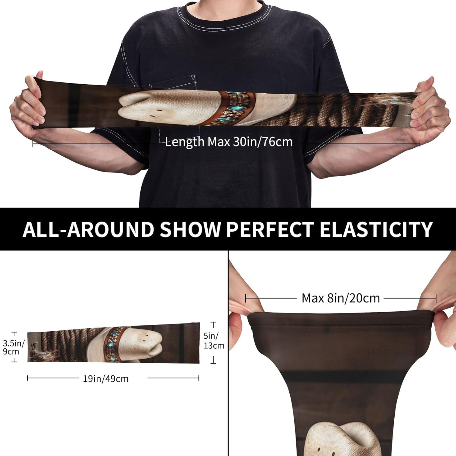 American West Rodeo Hat Arm Sleeve for Men Women UV Protection Cooling Sun Sleeves Compression Tattoo Sleeve Cover