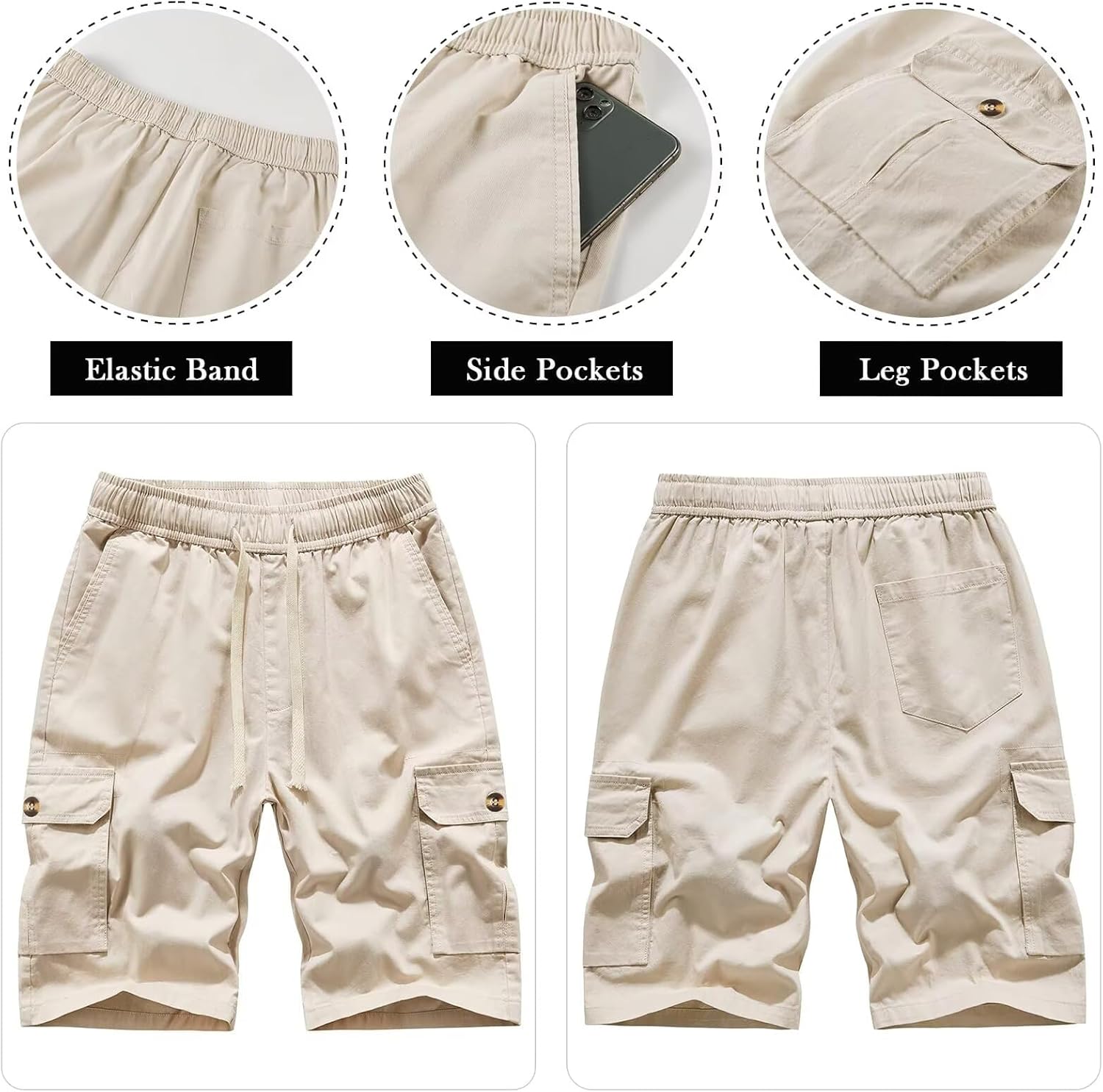 Msmsse Womens Cargo Hiking Shorts Summer Casual Drawstring Knee Length Shorts for Women - Image 2