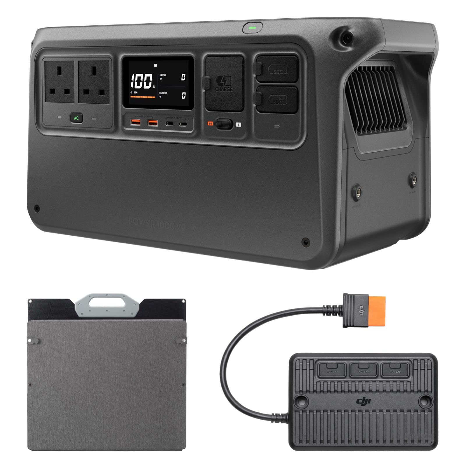DJI Power 1000 V2 Portable Power Station, 200W Foldable Solar Panel, 1024Wh LFP Battery, 2600W Stable Output, 0-80% in 37 Mins, MPPT, Enhanced Safety, Ultra-Quiet, Camping, Blackout, RV